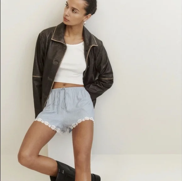 Reformation Marley Short In Bueno Stripe - Size XL